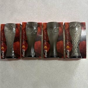 2017 McDonalds Coca-Cola Textured Glass Set: Pixel, Linear, Diamond and Steel